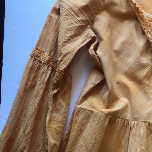 FP Free People Boho Peasant Plaid Constantine Dress Prairie Babydoll Academia - Picture 8 of 16